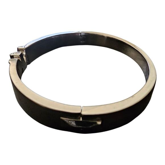 MICHAEL KORS Platinum-Plated Brass Pave' Logo Bangle - Picture 5 of 6